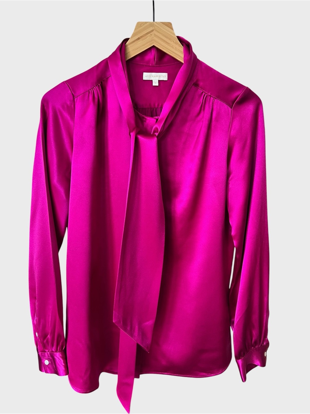 Ann MASHBURN Silk Tie-Neck Blouse - Fuchsia